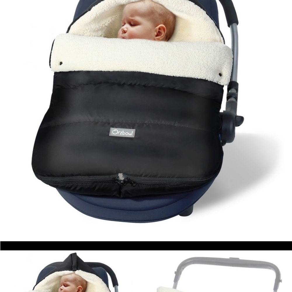 Orzbow winter carseat cover stroller cover black sherpa lining new also toddler